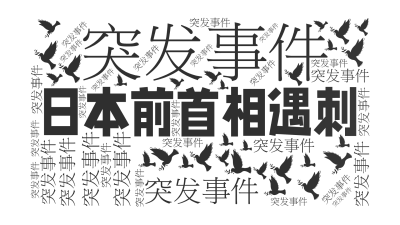 标签云:日本前首相遇刺,突发事件,文字词云图-wenziyun.cn
