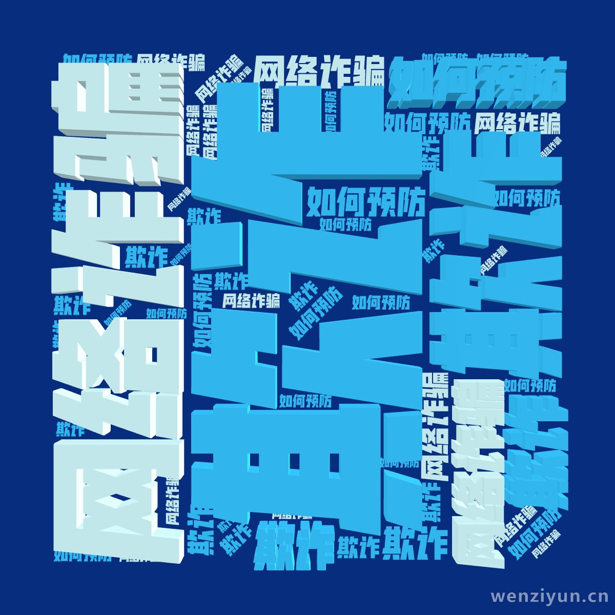 欺诈,网络诈骗,如何预防,文字词云图-wenziyun.cn