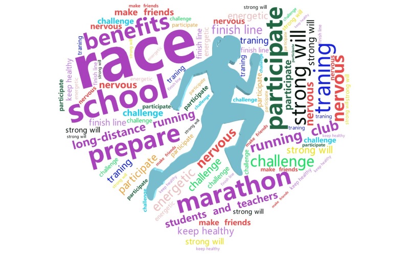 race, marathon,school,long-distance running,students and teachers,prep,文字词云图-wenziyun.cn