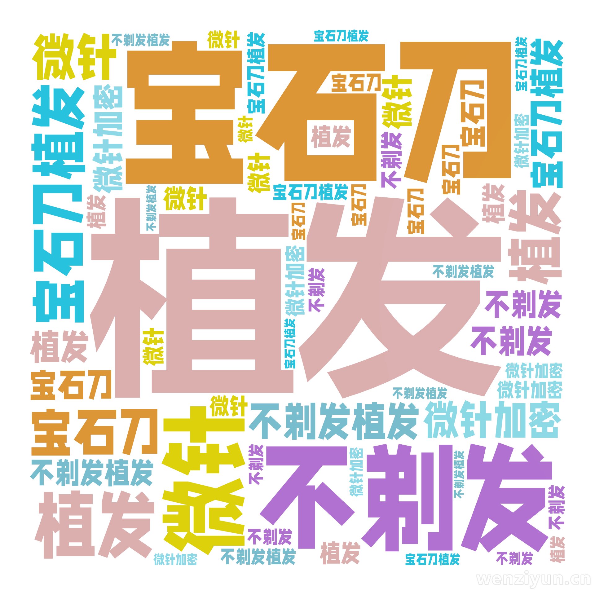 植发,宝石刀,微针,不剃发,植发,宝石刀植发,微针加密,不剃发植发,文字词云图-wenziyun.cn
