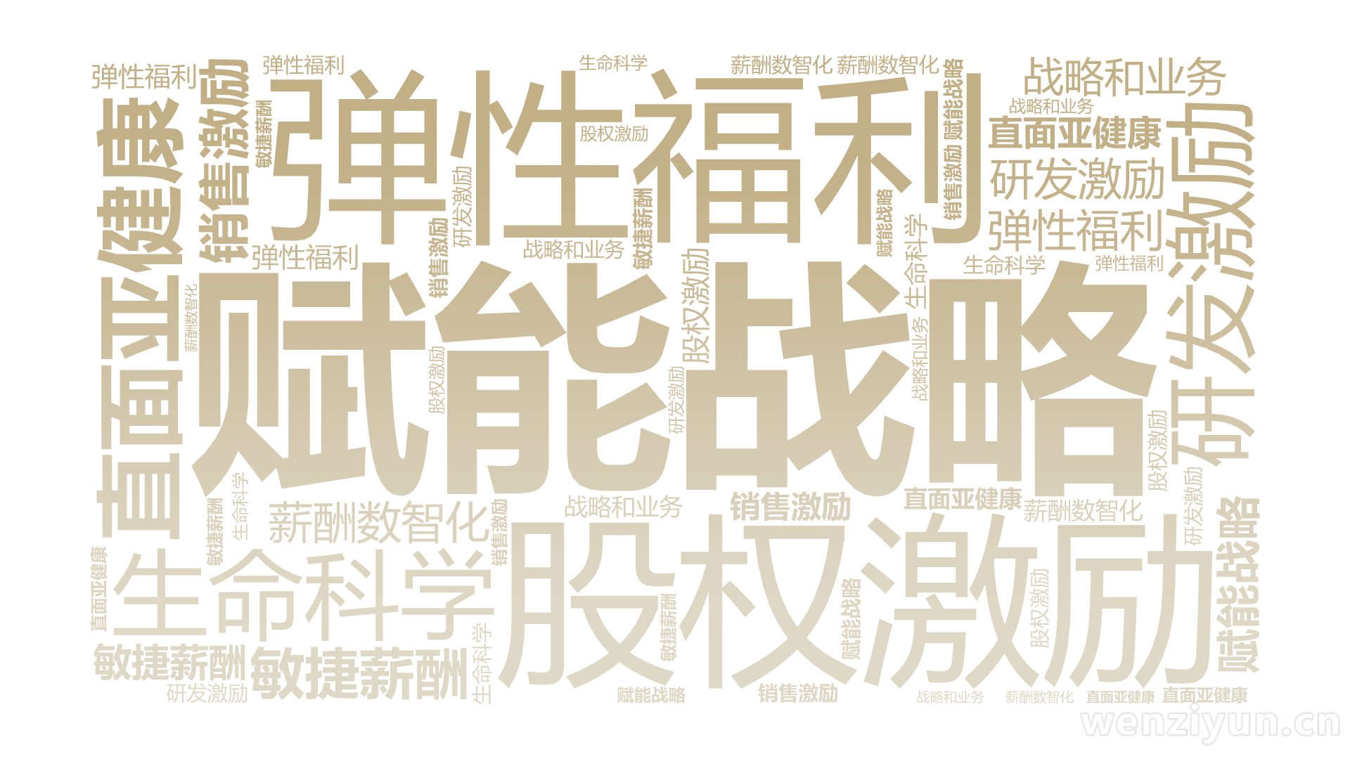 赋能战略,研发激励,股权激励,直面亚健康,弹性福利,生命科学,敏捷薪酬,薪酬数智化,战略和业务,销售激励,文字词云图-wenziyun.cn