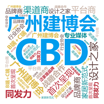 CBD,广州建博会,广州建博会,首次呈现,设计之家,家居新范式,战略合作,B端+C端,同发力,品牌商,渠道商,平台商,头部设计师,泛家居品牌,生成的3D文字词云图-wenziyun.cn