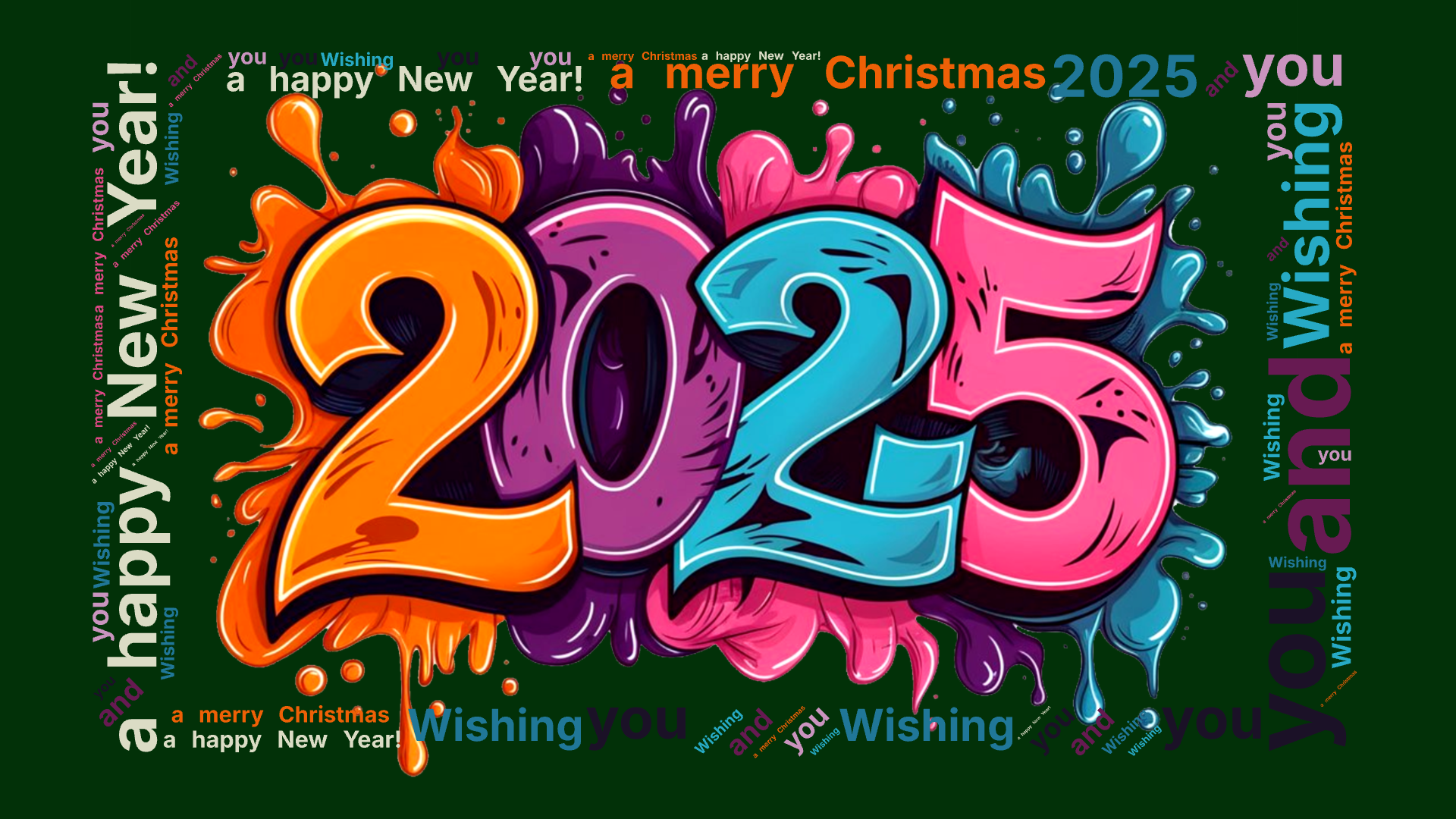 2025,Wishing ,you ,a merry Christmas ,and ,a happy New Year! ,文字词云图-wenziyun.cn