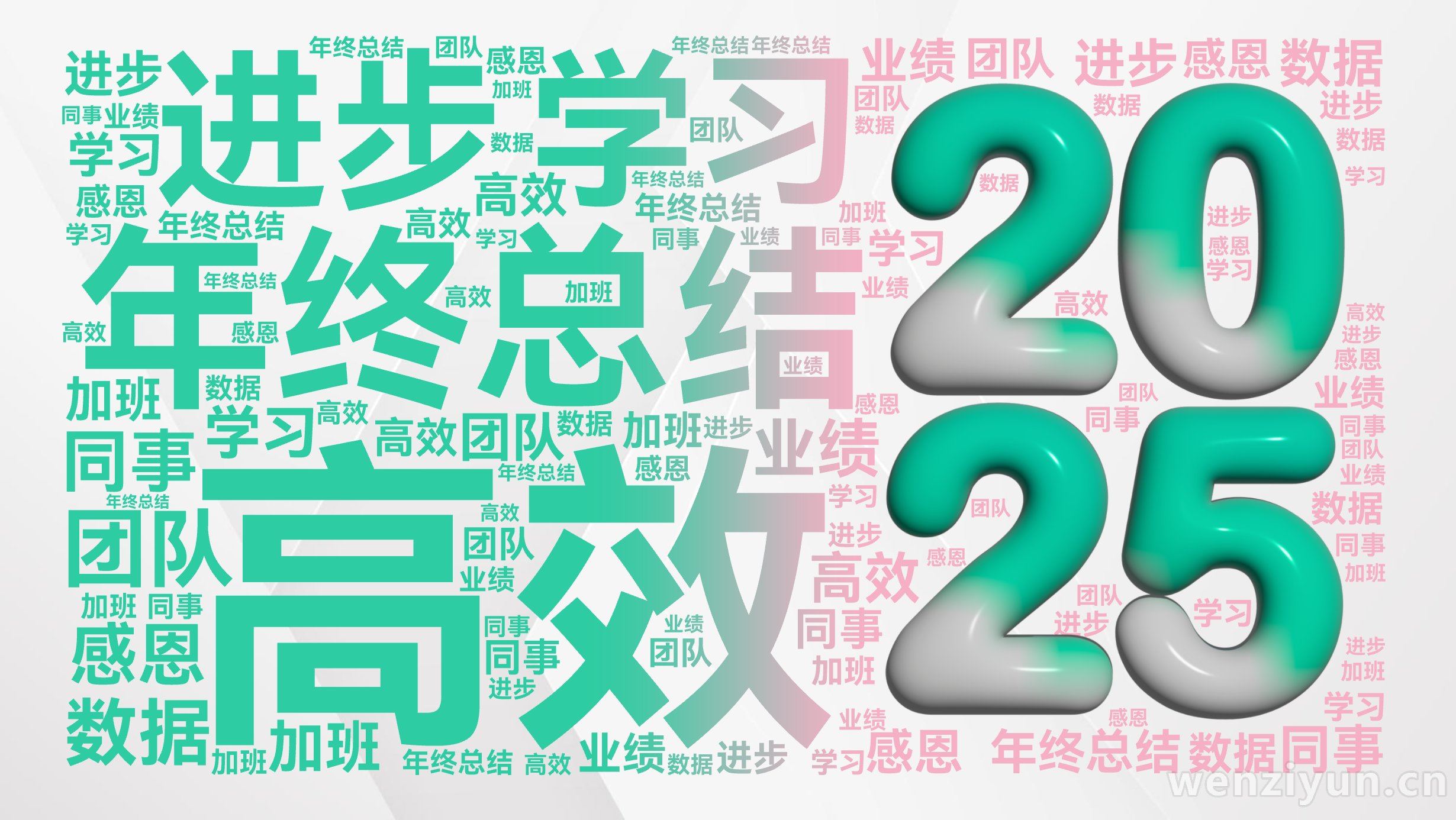 年终总结,高效,进步,学习,团队,感恩,数据,同事,业绩,加班,文字词云图-wenziyun.cn