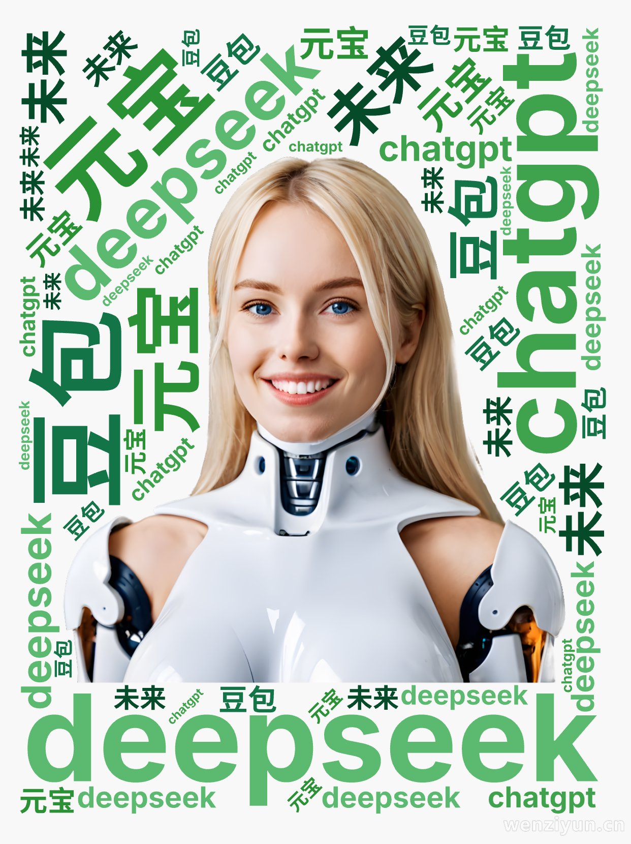 ,deepseek,chatgpt,元宝,豆包,未来,文字词云图-wenziyun.cn