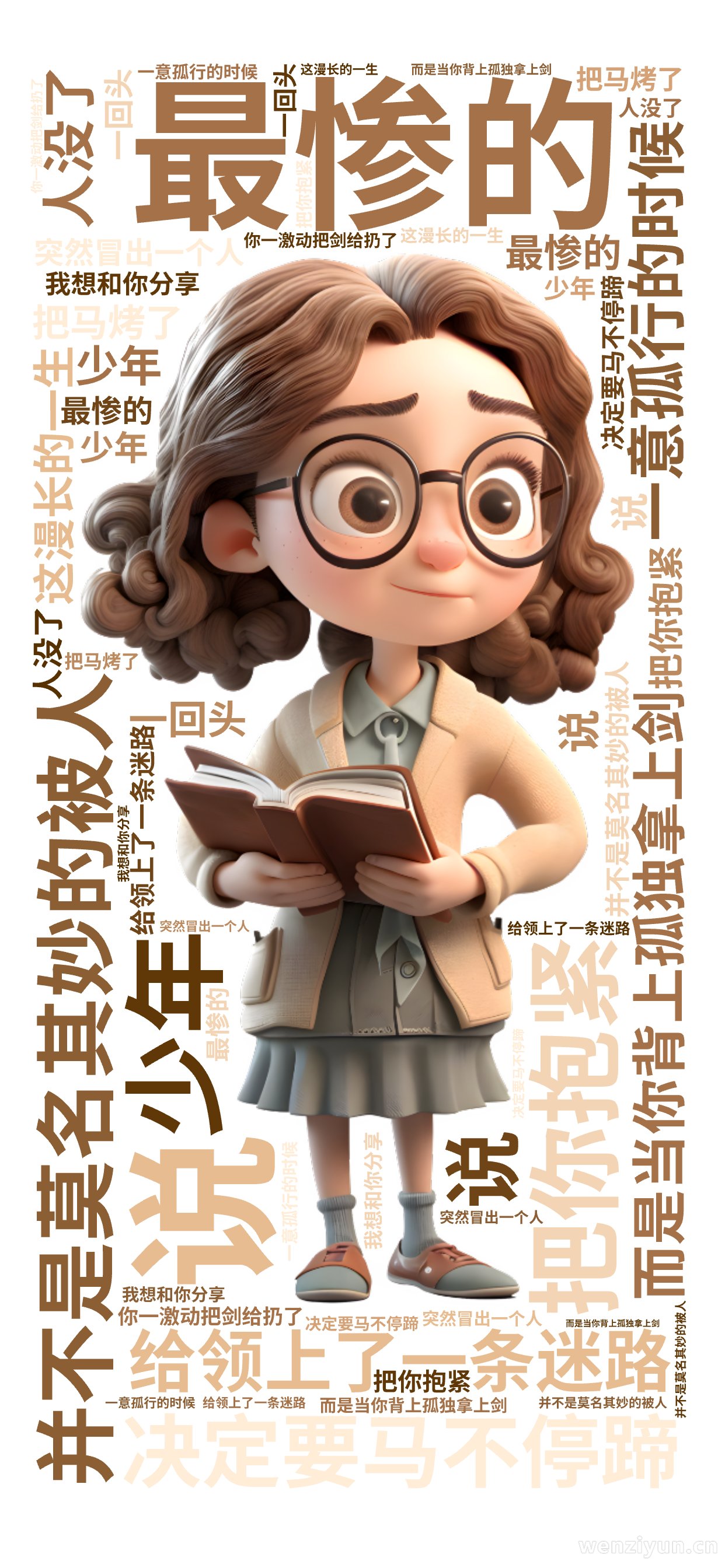 最惨的,并不是莫名其妙的被人,给领上了一条迷路,而是当你背上孤独拿上剑,决定要马不停蹄,一意孤行的时候,突然冒出一个人,把你抱紧,说,少年,,文字词云图-wenziyun.cn