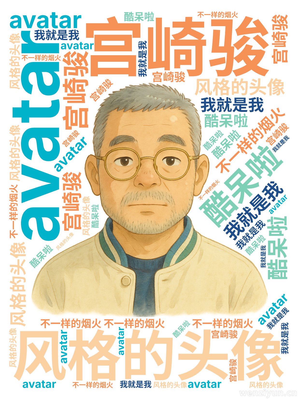 ,宫崎骏,风格的头像,酷呆啦,avatar,我就是我,不一样的烟火,文字词云图-wenziyun.cn