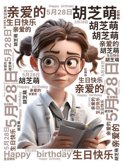 标签云:,5月28日,胡芝萌,亲爱的,生日快乐,Happy birthday,文字词云图-wenziyun.cn