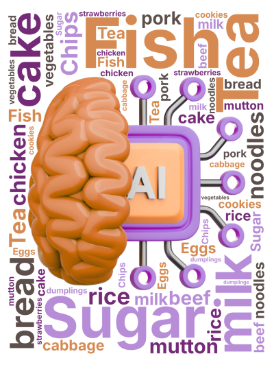 标签云:,Tea,milk,cake,bread,Fish,Sugar,rice,noodles,cabbage,beef,mutton,pork,,文字词云图-wenziyun.cn