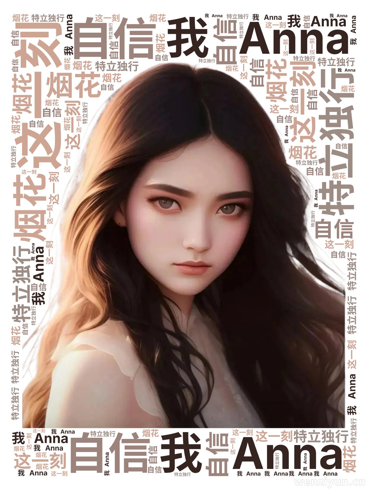 ,这一刻,我 Anna,自信,特立独行,烟花,文字词云图-wenziyun.cn