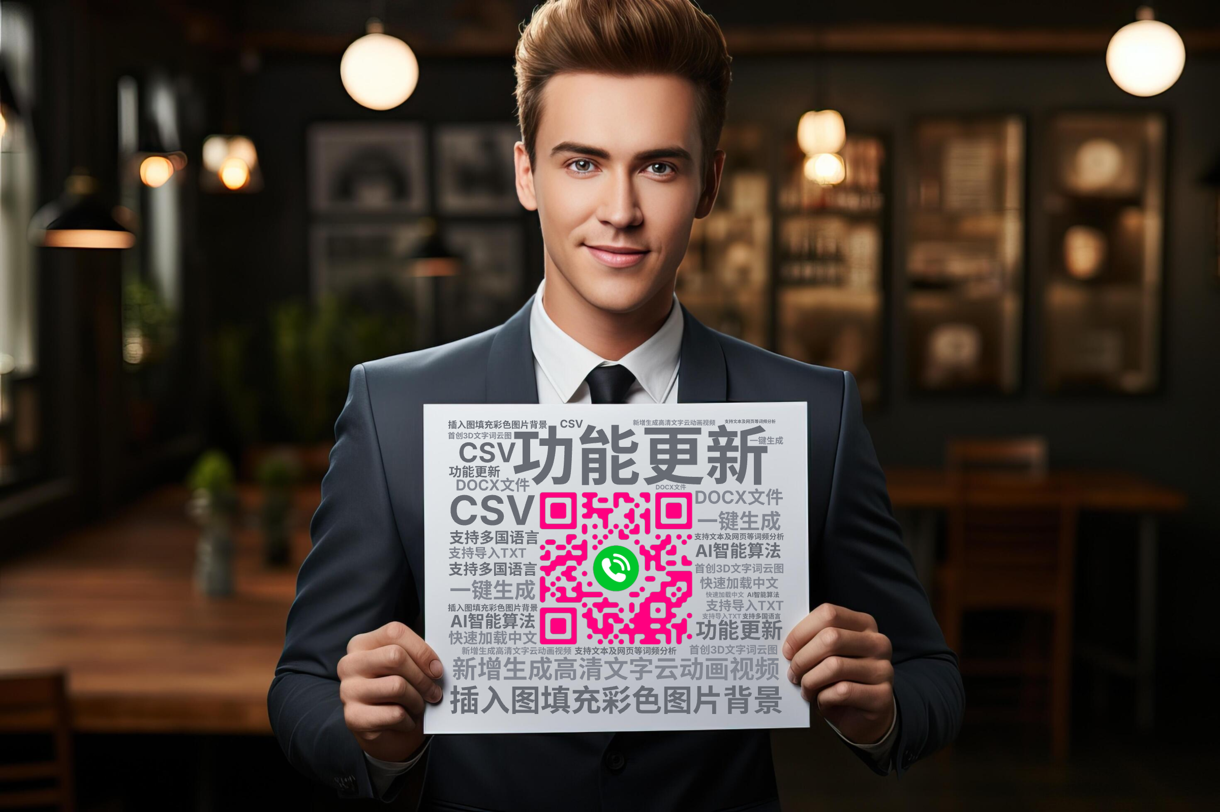 功能更新,新增生成高清文字云动画视频,插入图填充彩色图片背景,首创3D文字词云图,AI智能算法,一键生成,支持多国语言,快速加载中文,支持文,文字词云图-wenziyun.cn