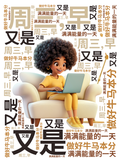 标签云:周三,早,又是,满满能量的一天,做好牛马本分,文字词云图-wenziyun.cn