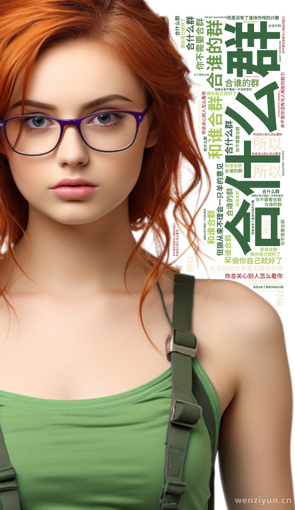 合什么群,合谁的群,和谁合群,在乌鸦的世界里天鹅也有罪,你总关心别人怎么看你,但狼从来不理会一只羊的意见, 你不需要合群,做你自己就好了,所,文字词云图-wenziyun.cn