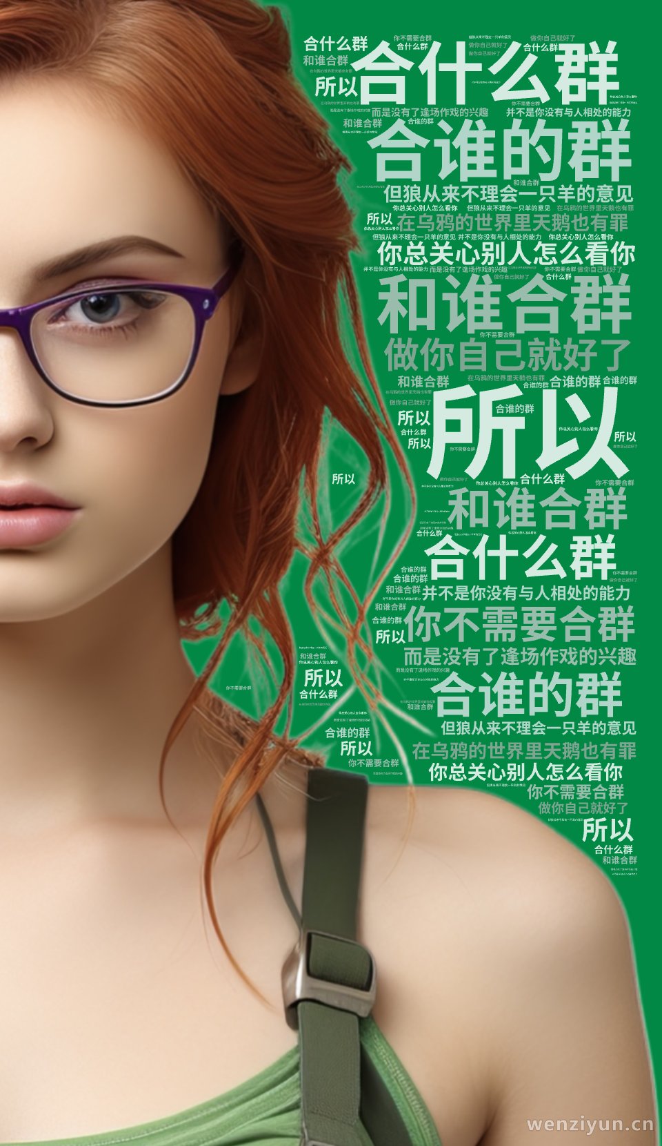 合什么群,合谁的群,和谁合群,在乌鸦的世界里天鹅也有罪,你总关心别人怎么看你,但狼从来不理会一只羊的意见, 你不需要合群,做你自己就好了,所,文字词云图-wenziyun.cn