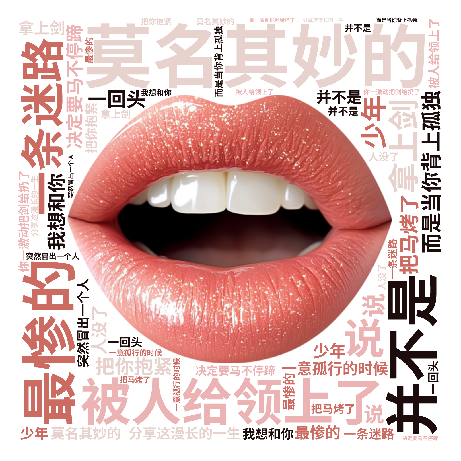 最惨的,并不是,莫名其妙的,被人给领上了,一条迷路,而是当你背上孤独,拿上剑,决定要马不停蹄,一意孤行的时候,突然冒出一个人,把你抱紧,说,,文字词云图-wenziyun.cn