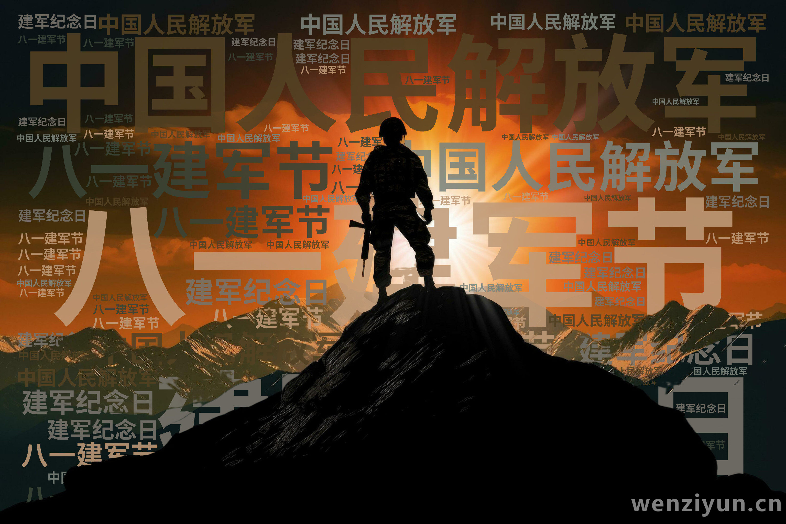 八一建军节,中国人民解放军,建军纪念日,文字词云图-wenziyun.cn