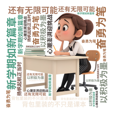 新学期如新篇章,以积极为墨,奋勇为笔,‌‌背包里装的不只是课本,还有无限可能,‌‌扬帆起航正当时,心潮澎湃迎挑战,‌‌,生成的3D文字词云图-wenziyun.cn