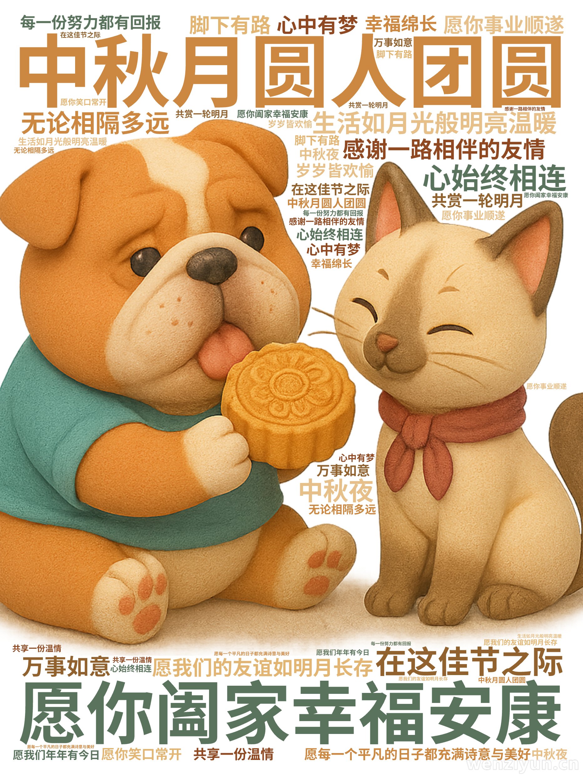 中秋月圆人团圆,愿你阖家幸福安康,生活如月光般明亮温暖,在这佳节之际,感谢一路相伴的友情,愿我们的友谊如明月长存,无论相隔多远,心始终相连,,文字词云图-wenziyun.cn