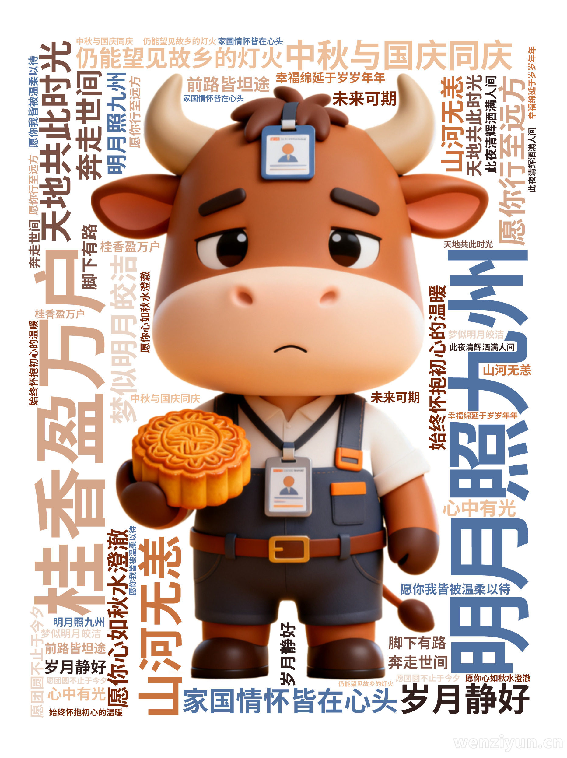 明月照九州,桂香盈万户,中秋与国庆同庆,天地共此时光,愿你心如秋水澄澈,梦似明月皎洁,山河无恙,岁月静好,家国情怀皆在心头,愿你行至远方,仍,文字词云图-wenziyun.cn