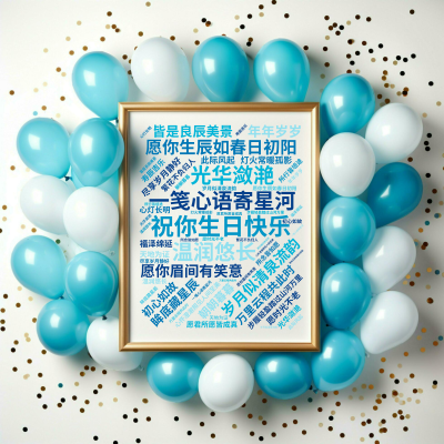 标签云:祝你生日快乐,愿你生辰如春日初阳,光华潋滟,岁月似清泉流韵,温润悠长,一笺心语寄星河,万里云程共此时,愿你眉间有笑意,眸底藏星辰,步履轻盈踏,文字词云图-wenziyun.cn