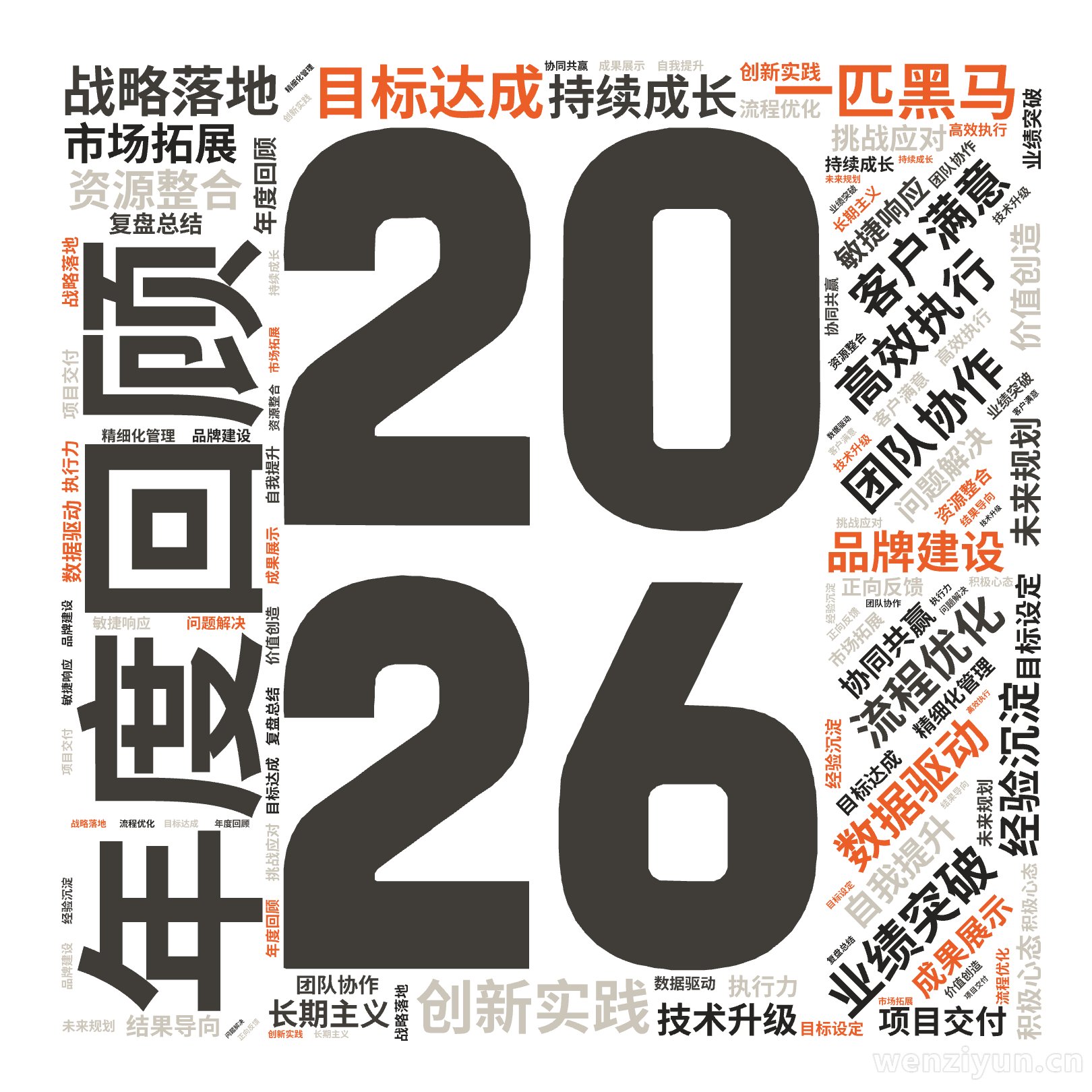 一匹黑马,年度回顾  ,业绩突破  ,目标达成  ,团队协作  ,创新实践  ,流程优化  ,客户满意  ,数据驱动  ,战略落地  ,持续,文字词云图-wenziyun.cn