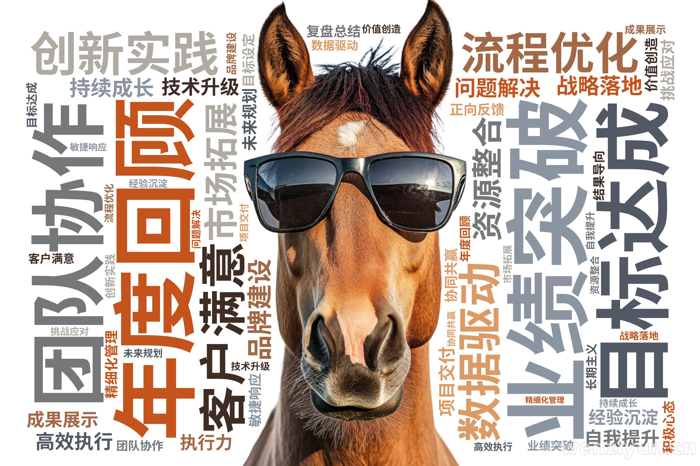 年度回顾  ,业绩突破  ,目标达成  ,团队协作  ,创新实践  ,流程优化  ,客户满意  ,数据驱动  ,战略落地  ,持续成长  ,,文字词云图-wenziyun.cn