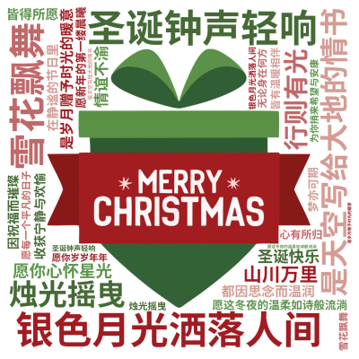 标签云:圣诞钟声轻响,银色月光洒落人间,愿这冬夜的温柔如诗般流淌,雪花飘舞,是天空写给大地的情书,烛光摇曳,是岁月赠予时光的暖意,愿你心怀星光,行则,文字词云图-wenziyun.cn