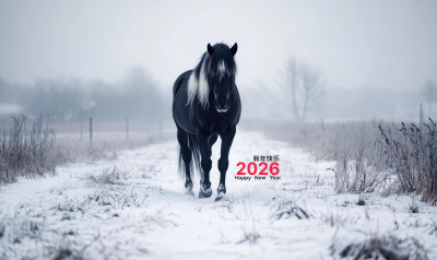 2026,新年快乐,Happy New Year,生成的3D文字词云图-wenziyun.cn