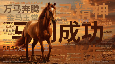马到成功,龙马精神,一马当先,万马奔腾,金马玉堂,走马上任,车水马龙,马踏青云路,愿你扶摇直上九万里,一骑绝尘去,留得身后百花香,老马识途归,生成的3D文字词云图-wenziyun.cn