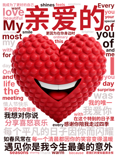 标签云:亲爱的,遇见你是我今生最美的意外,每个平凡的日子因你而闪耀,每一个清晨都因你的笑容变得温暖,感谢你陪我走过四季,分享喜怒哀乐,在这个特别的日,文字词云图-wenziyun.cn