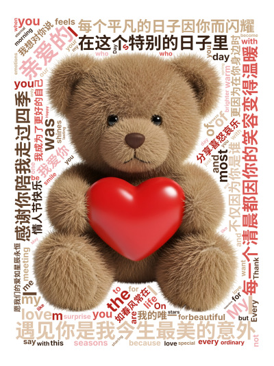 亲爱的,遇见你是我今生最美的意外,每个平凡的日子因你而闪耀,每一个清晨都因你的笑容变得温暖,感谢你陪我走过四季,分享喜怒哀乐,在这个特别的日,生成的3D文字词云图-wenziyun.cn