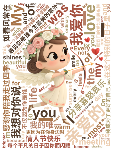 标签云:亲爱的,遇见你是我今生最美的意外,每个平凡的日子因你而闪耀,每一个清晨都因你的笑容变得温暖,感谢你陪我走过四季,分享喜怒哀乐,在这个特别的日,文字词云图-wenziyun.cn