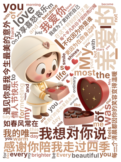 标签云:亲爱的,遇见你是我今生最美的意外,每个平凡的日子因你而闪耀,每一个清晨都因你的笑容变得温暖,感谢你陪我走过四季,分享喜怒哀乐,在这个特别的日,文字词云图-wenziyun.cn