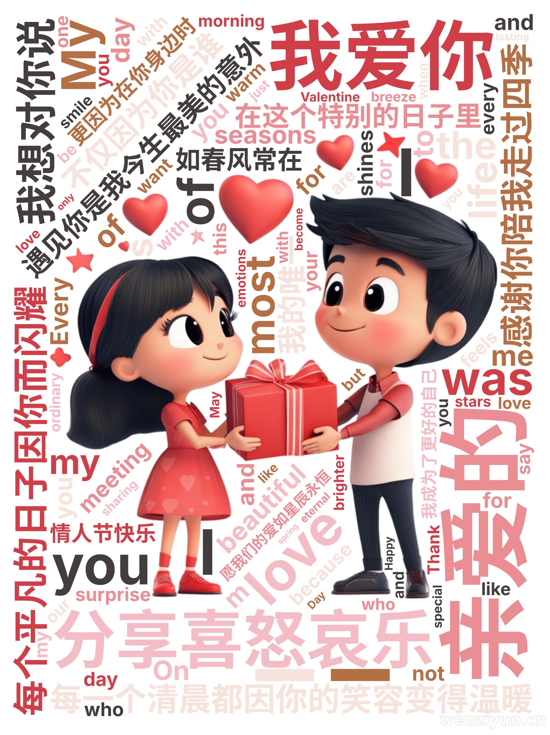 亲爱的,遇见你是我今生最美的意外,每个平凡的日子因你而闪耀,每一个清晨都因你的笑容变得温暖,感谢你陪我走过四季,分享喜怒哀乐,在这个特别的日,文字词云图-wenziyun.cn