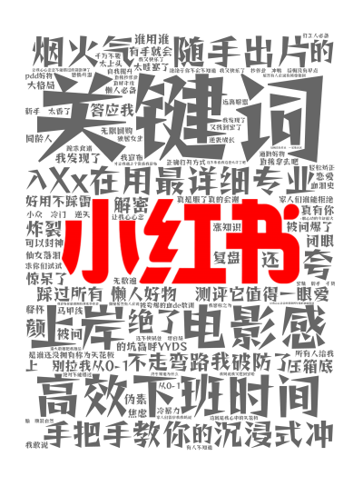 标签云:关键词,高效下班时间 ,上岸 电影感 ,Xx在用最详细专业,烟火气 随手出片,沉浸式 ,不走弯路 破防了 ,手把手教你,懒人好物 测评它值得,文字词云图-wenziyun.cn