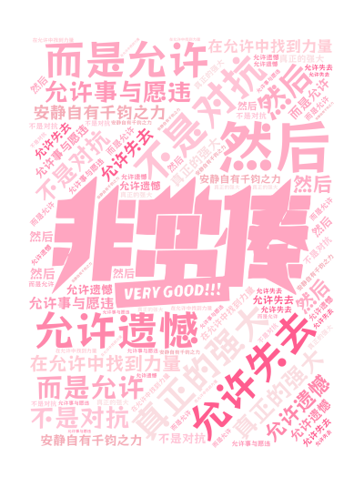 标签云:真正的强大,不是对抗,而是允许,允许遗憾,允许失去,允许事与愿违,然后,在允许中找到力量,安静自有千钧之力,文字词云图-wenziyun.cn
